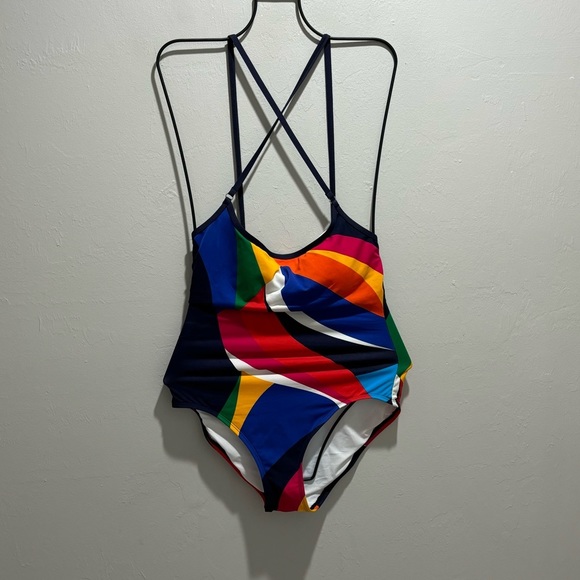 NAUTICA Women’s Multicolor SAILS Printed Cross Back One-Piece Swimsuit Size M - Picture 3 of 6